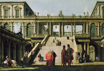 Paesaggio ideale con gradini del palazzo, 1762 da Bernardo Bellotto